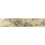 QUEERROLLE, Tusche und Farben auf Stoff, Landschaft mit Vögeln und Schmetterling, 167 x 31, CHINA,