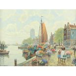 RICHTER-REICH, F. Max (1896-1950), "Blumenmarkt in Dordrecht", Öl/Lwd., 61 x 81, unten links