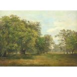 EBEL, Fritz (1835-1895), zugeschrieben, "Auenlandschaft", Öl/Lwd., 39 x 53,5, auf Karton aufgezogen,