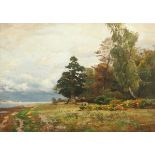 DÜCKER, Eugen (1841-1916), "Uferlandschaft", Öl/Lwd., 46 x 64, doubliert, unten rechts signiert, R.