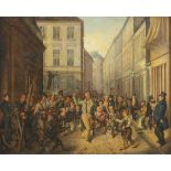 DILLER, A. (Maler 1.H.19.Jh.), "Berliner Straßenszene mit Bürgern und Handwerkern verschiedener