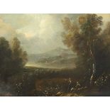 COSSIAU, Jan Josst van (1660-1734), zugeschr., "Romantische Landschaft mit rastenden Wanderern",