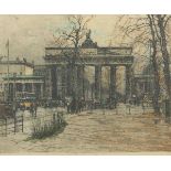 CASIMIR, Luigi, "Brandenburger Tor", Original-Farbradierung, 35 x 42, handsigniert, etwas fleckig,