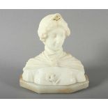 BÜSTE, der Jeanne d'Arc, Alabaster, H 18, um 1900