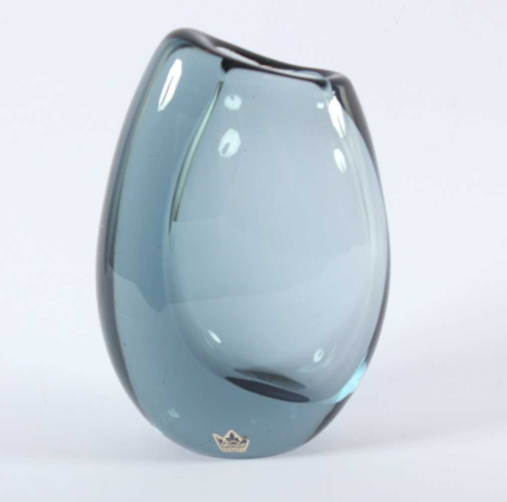 VASE, leicht grau getöntes Glas, H 17, KOSTA, um 1960