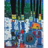 HUNDERTWASSER, Friedensreich, "Imagine tomorrows world", Farbfoliendruck, 35 x 26, R.