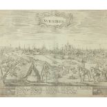 NÜRNBERG, Panorama der Stadt, Kupferstich, 26 x 31,5, Johann Trautner, Nürnberg, 18.Jh., R.