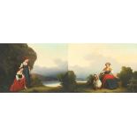 KÜPPER, A. (Maler des 19.Jh.), "Paar Landschaften mit Figurenstaffage", Öl/Lwd., 48 x 65, ein Bild