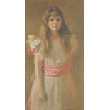 PORTRAITMALER UM 1900, "Bildnis eines Mädchens", Öl/Lwd., 100 x 55, R.