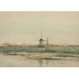 UYTTERSCHAUT, Victor (1847-1917), "Ansicht einer niederländischen Stadt", Aquarell/Papier, 24 x