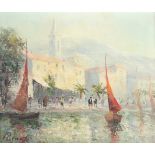 BENATOV, Leonardo (1889-1972), "Südlicher Hafen", Öl/Lwd., 50 x 60, unten links signiert, R.