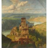 WILLE, Fritz von (1860-1941), zugeschrieben, "Monumentale Rheinlandschaft mit Burgruine", Öl/Lwd.,