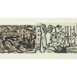 KIRCHNER, Ernst Ludwig, "Unter dem Rebstock", "Der fluchende Winkler", 2 Holzschnitte, bis 6,6 x 7,