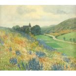 WILLE, Fritz von, "Die blaue Blume - Eifellandschaft mit blühenden Lupinen", Öl/Lwd., 60 x 70,