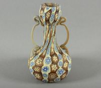 MILLEFIORI-VASE, farbloses Glas mit Murrinenaufschmelzungen, H 20,5, FRATELLI TOSO MURANO, um 1900