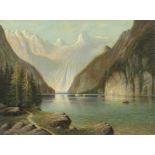 KEMNITZ, H. (Deutsch, um 1900), "Blick auf den Königssee", Öl/Lwd., 81 x 107,5, unten links signiert