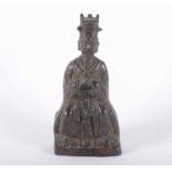 VERGÖTTLICHTER KAISER, Bronze, sitzende Darstellung mit langen Bart und einer hohen Kappe, mit