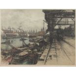 KASIMIR, Luigi, "Hamburger Hafen", Original-Farbradierung, 34 x 55, handsigniert, R. 22.00 % buyer's