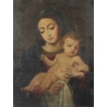 SAKRALMALER UM 1700, "Madonna mit Kind", Öl/Lwd., 83 x 63, altdoubliert, besch. und rest.bed. 22.