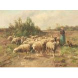 LEEMPUTTEN, Cornelis van (1841-1902), "Schäferin mit Herde", Öl/Lwd., 42 x 56, unten rechts