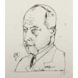 JANSSEN, Horst, "Gottfried Benn", Offset-Lithografie, 39 x 29, handsigniert, 1974, R. 22.00 %