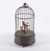 SINGVOGELAUTOMAT, Messing, zwei bewegliche Vogelattrappen, spielbereit, H 26,5, Karl GRIESBAUM,