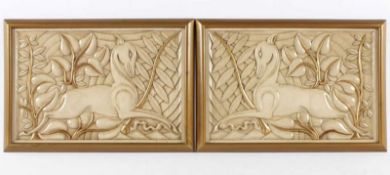 PAAR ART-DECO-RELIEFS, Holz, geschnitzt, lackiert, 31 x 45, FRANKREICH, um 1930 22.00 % buyer's