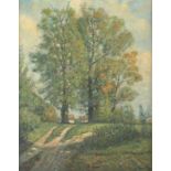 HOHLFELD, Leo (1872-1951), "Feldweg vor dem Dorf", Öl/Lwd., 53 x 42, unten rechts signiert, R. 22.00