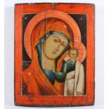 IKONE, "Gottesmutter von Kasan", Tempera/Holz, 45 x 35, besch., RUSSLAND, 19.Jh. 22.00 % buyer's