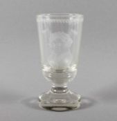 POKAL "BEETHOVEN", farbloses Glas, schauseitig Portrait in Mattschliff, nach Joseph Karl Stieler,