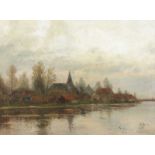 LIESEGANG, Helmut (1858-1945), "Niederrheinisches Dorf", Öl/Lwd., 87 x 118, unten rechts signiert,