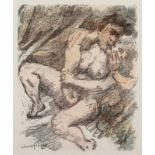 CORINTH, Lovis, "Nacktes Weib wird von einem Mann innig umschlungen", Farblithografie/Bütten, 18 x