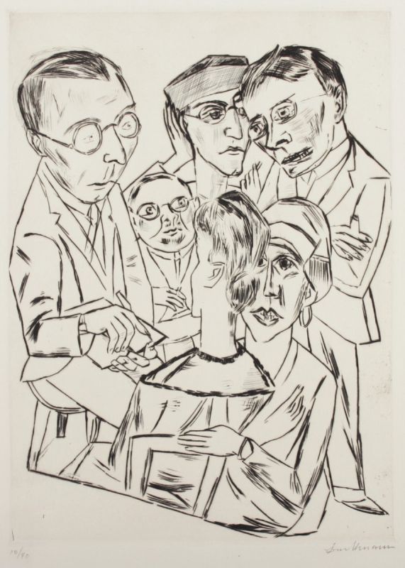 BECKMANN, Max, "Die Zeichner in Gesellschaft (Rudolf Grossmann)", Original-Kaltnadelradierung, 32,