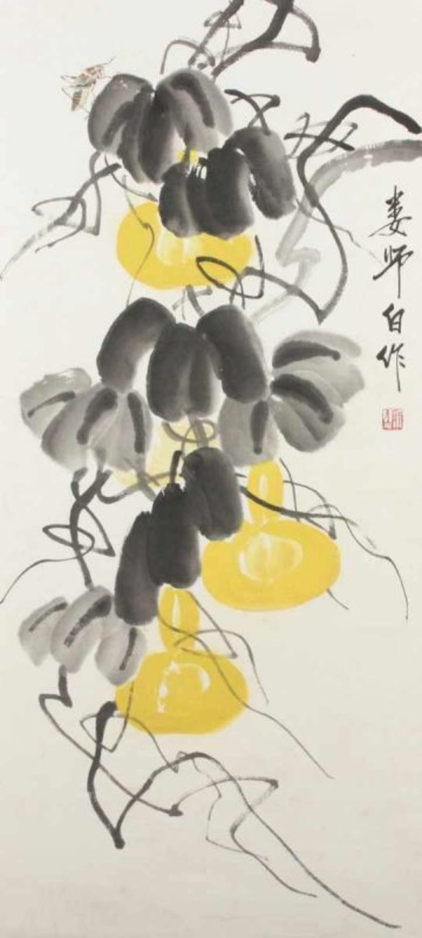 ROLLBILD, Tusche und Farben auf Papier, Aufschrift und Siegel, in der Art von LOU SHIBAI (1918-