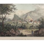 SCHWEIZ - SION/SITTEN, Hauptstadt im Wallis, kolorierte Lithografie, 28 x 37, von G. Engelmann