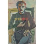 BAERWIND, Rudi, "Portrait", Öl/festem Karton, 91 x 61, unten rechts handsigniert, verso bez.: "