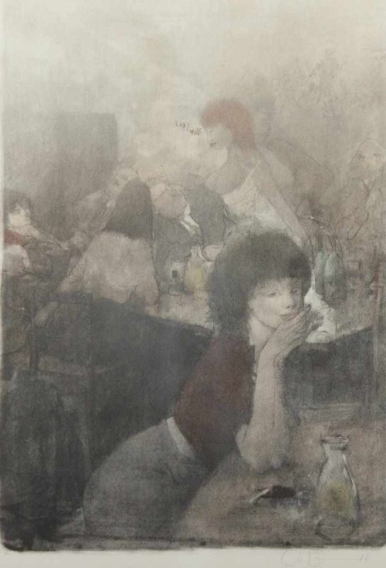 BACHMANN, Otto, "Lady Mints", Original-Farblithografie, 100 x 74, nummeriert 5/110, handsigniert und