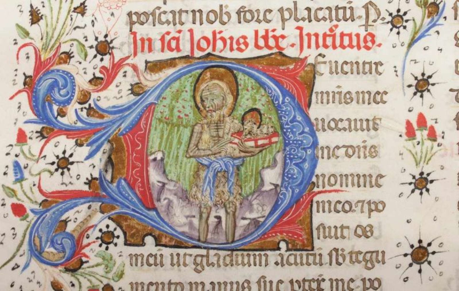 MINIATUR, Illustration einer spätmittelalterlichen Handschrift, figürlich verzierte Initiale ( - Image 3 of 3
