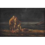 ITALIENISCHER MALER DES 18.JH., "Angler an italienischer Küste", Öl/Lwd., 20 x 30, auf Holz