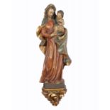 MADONNA, Holz, geschnitzt, polychrom gefasst, H 70, OBERAMMERGAU 22.00 % buyer's premium on the