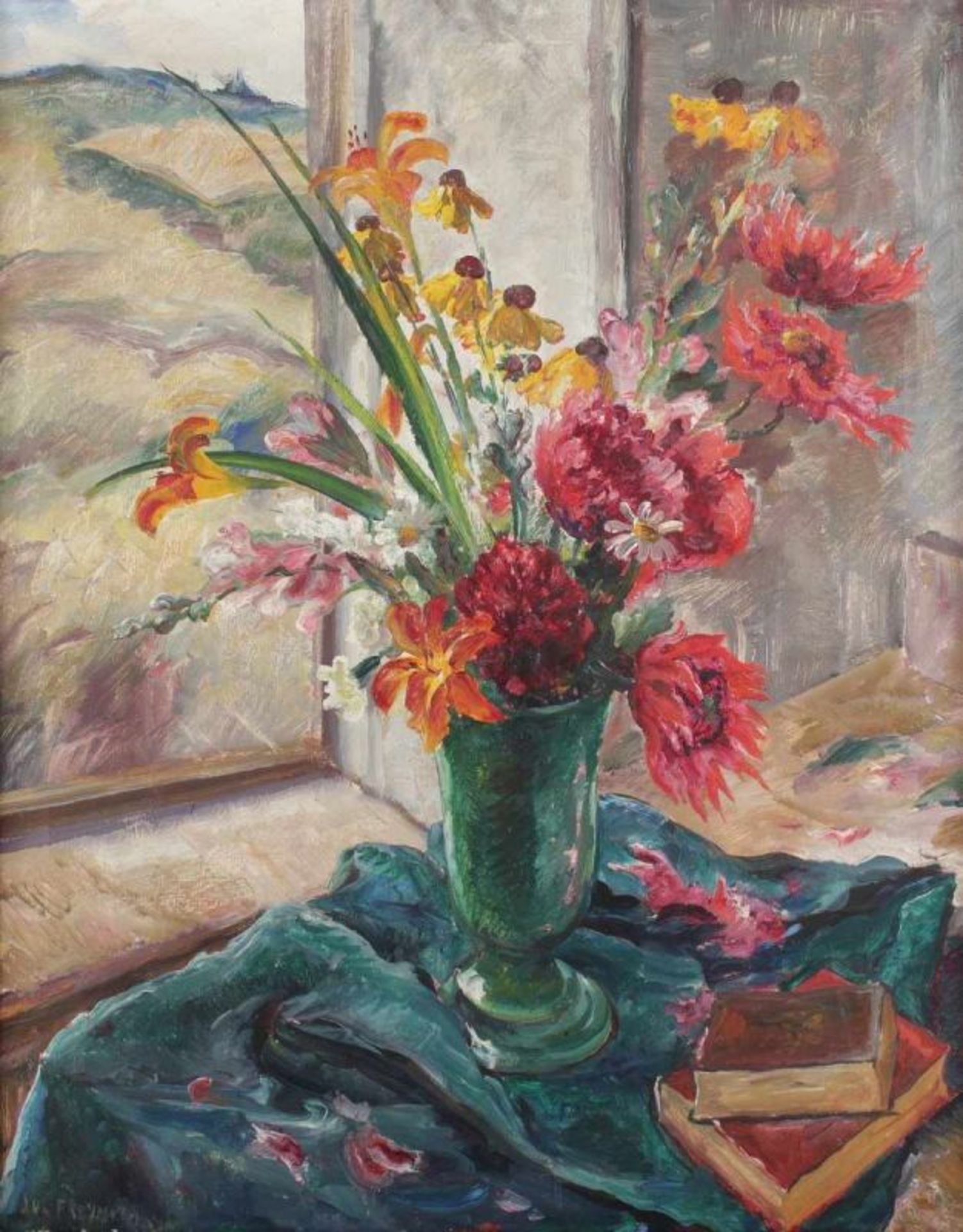 FREYMUTH, Julius (1881-1961), "Stilleben mit Blumenstrauß", Öl/Lwd., 94 x 73, unten links