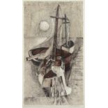 WEISSAUER, Rudolf, "Boote", Original-Farblithografie, 50 x 28,5, betitelt, bez. "Epreuve d'Artiste",