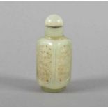 SNUFF-BOTTLE, Jade, doppelwandig, im Relief und durchbrochen beschnitzt, H 8, CHINA 22.00 % buyer'