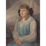 HAHN, A. (deutsch A.20.Jh.), "Portrait einer jungen Frau", Öl/Lwd., 88 x 65, min.besch. und rest.,