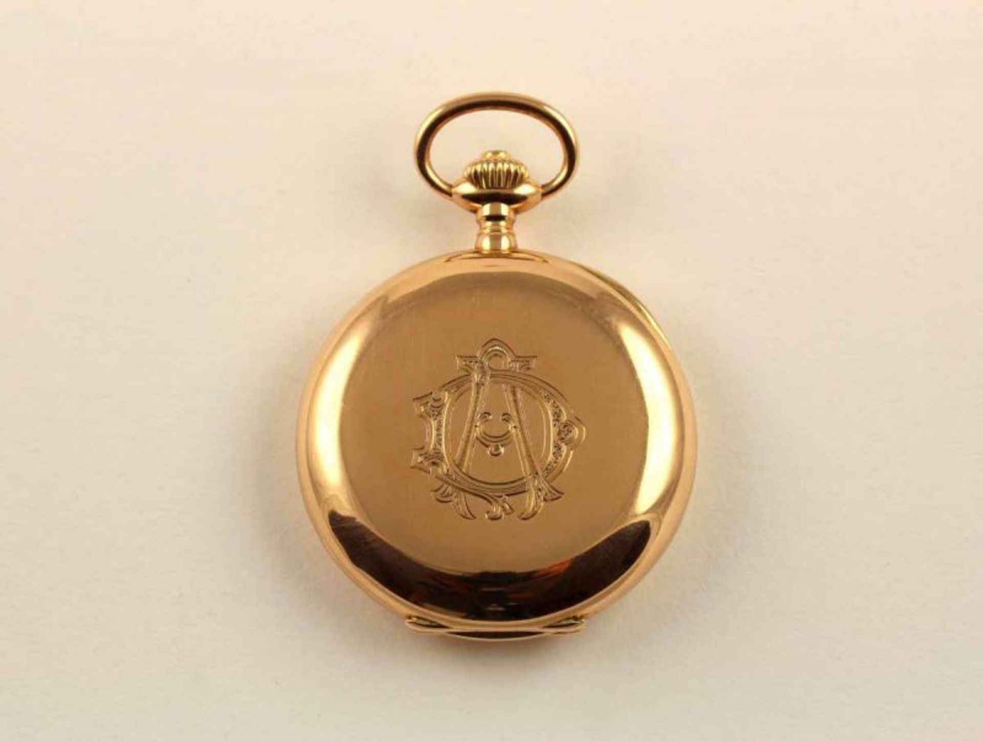 HERRENTASCHENUHR, 585/ooo Rotgold, Savonette, Sprungdeckel mit Monogramm, weißes Emailzifferblatt - Image 5 of 6