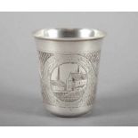 BECHER, Silber 84/oo, graviert mit Dorfansicht, 62g, H 7 cm, MOSKAU, 1868 22.00 % buyer's premium on