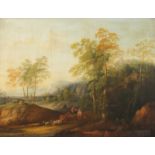 MALER DES 17.JH., "Idealisierte Landschaft mit Figurenstaffage", Öl/Holz, 51 x 68,5, R. 22.00 %