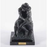 RODIN, Auguste, nach, "Der Kuss", Galvanoplastik, bronziert, H 25, Edition der Museum-Galerie Nr.