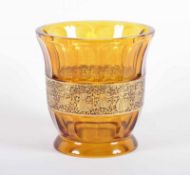 VASE, amberfarben getöntes Glas, antikisierender Goldfries, MOSER, KARLSBAD, um 1910 22.00 % buyer's