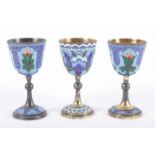 3 KLECHE, Silber 916/ooo, mit farbigem Cloisonné, H 10, 222g, RUSSLAND, nach 1958 22.00 % buyer's